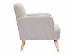Miliboo Sillón nórdico de tejido efecto aterciopelado texturizado y madera ISKO