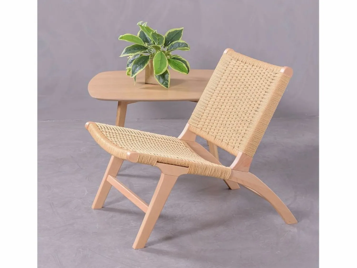 Nest Dream Sillón nórdico en madera de haya y cuerda ecológica - Liam - Haya natural