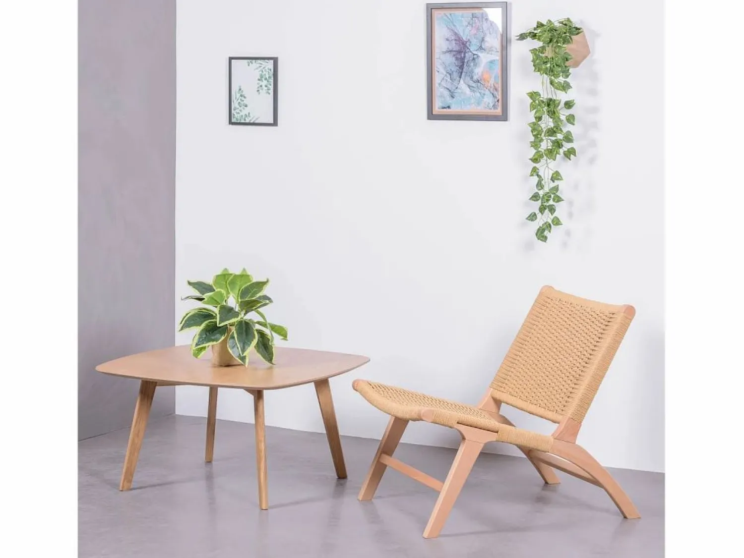 Nest Dream Sillón nórdico en madera de haya y cuerda ecológica - Liam - Haya natural