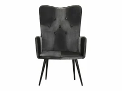 Clearance Sillón orejero cuero auténtico y gris Sillón De Piel