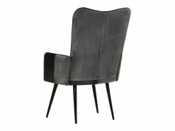 Clearance Sillón orejero cuero auténtico y gris Sillón De Piel