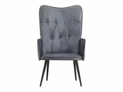 Clicnbuy Sillón orejero de cuero auténtico canela