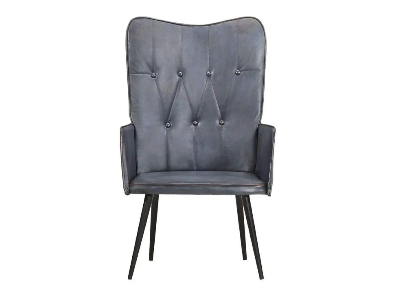 Clicnbuy Sillón orejero de cuero auténtico canela