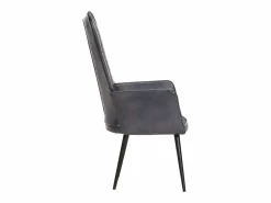 Clicnbuy Sillón orejero de cuero auténtico canela
