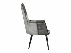 New vidaxl Sillón orejero de cuero auténtico Gris