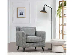Discount Sillón orejero elegante, blanco y negro, 82 x 75 x 83 cm | Estructura de madera de haya y aglomerado, 100 % poliéster, cojines portátiles | Sillón Escandinavo
