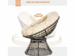 Online Outsunny Sillón papasan giratorio con cojín /crema 90x87x97 cm Gris