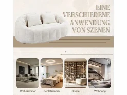 DripeX Sillón Perezoso de Chenilla - 2 Plazas - con 2 Cojines - 62cm Profundidad de Asiento - Carga Máx. 250kg - Beige