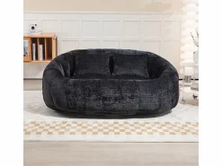 Best DripeX Sillón Perezoso de Chenilla - 2 Plazas - con 2 Cojines - 62cm Profundidad de Asiento - Carga Máx. 250kg - Negro
