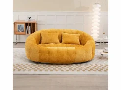 New DripeX Sillón Perezoso de Chenilla - 2 Plazas - con 2 Cojines - 62cm Profundidad de Asiento - Carga Máx. 250kg - Amarillo