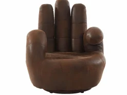Online Vente-unique Sillón pivotante con forma de mano de microfibra envejecida CATCHY Marru00f3n