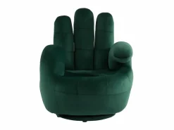 Discount Sillón pivotante con forma de mano CATCHY terciopelo verde Sillón|Sillón En Forma De Mano