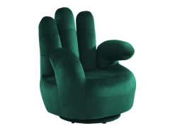 Discount Sillón pivotante con forma de mano CATCHY terciopelo verde Sillón|Sillón En Forma De Mano