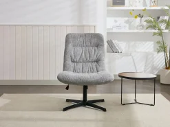 Vente-unique Sillón pivotante de tela jaspeado color SELENDO Gris