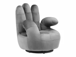 Best Vente-unique Sillón pivotante forma de mano CATCHY terciopelo antracita Gris antracita