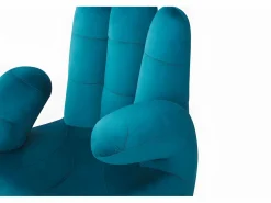 Vente-unique Sillón pivotante forma de mano CATCHY terciopelo verde azul