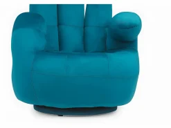 Vente-unique Sillón pivotante forma de mano CATCHY terciopelo verde azul