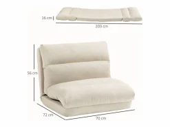 Discount Sillón plegable regulable en 6 posiciones, cojín grueso, función cama, poliéster, (70x72x56cm) Beige