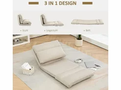 Discount Sillón plegable regulable en 6 posiciones, cojín grueso, función cama, poliéster, (70x72x56cm) Beige