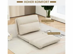 Discount Sillón plegable regulable en 6 posiciones, cojín grueso, función cama, poliéster, (70x72x56cm) Beige