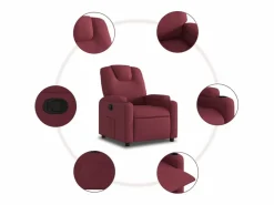 vidaxl Sillón reclinable de tela tinto