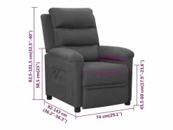 Hot vidaxl Sillón reclinable de tela oscuro Gris