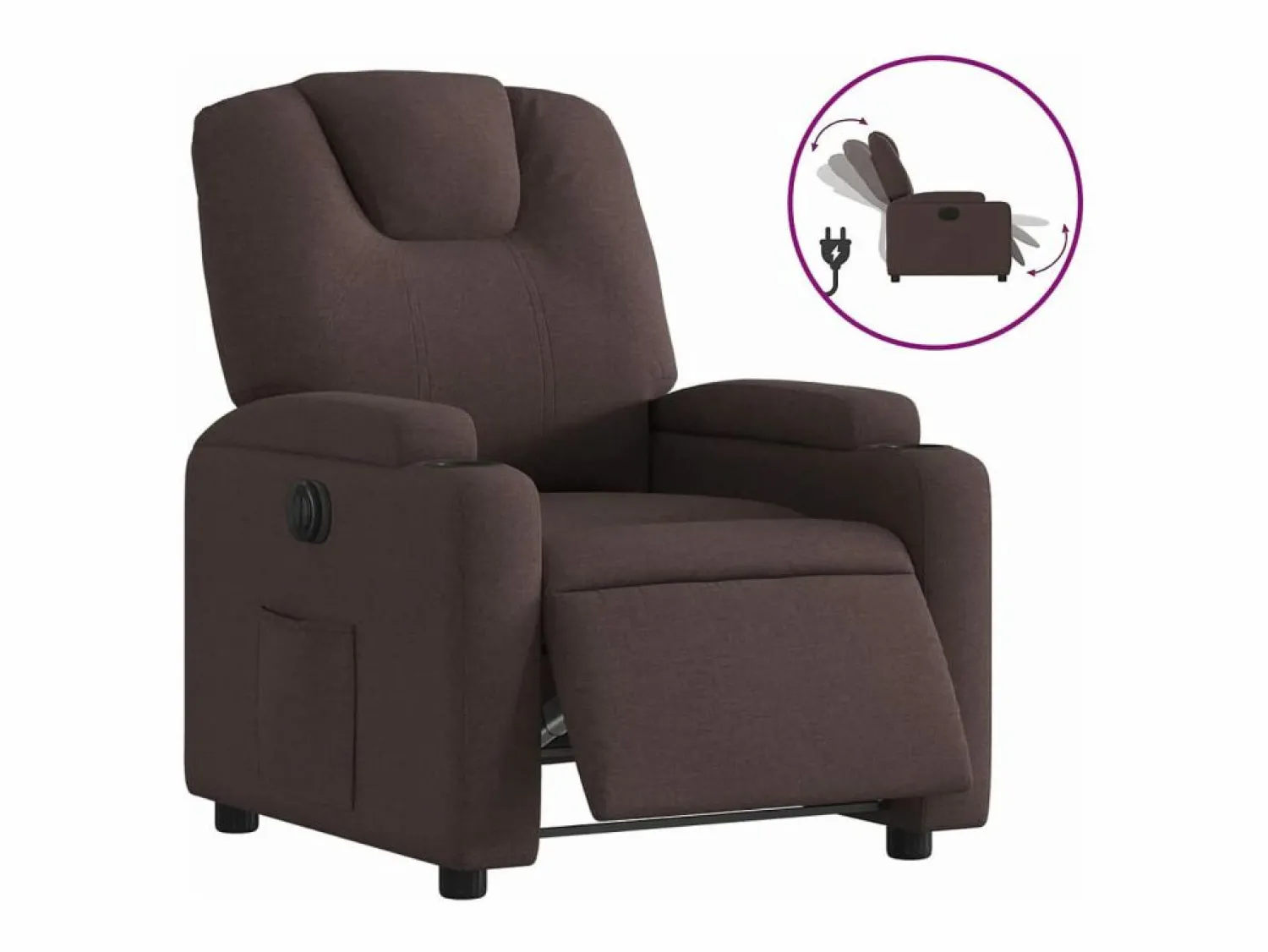 vidaxl Sillón reclinable eléctrico tela marrón oscuro
