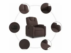 vidaxl Sillón reclinable eléctrico tela marrón oscuro