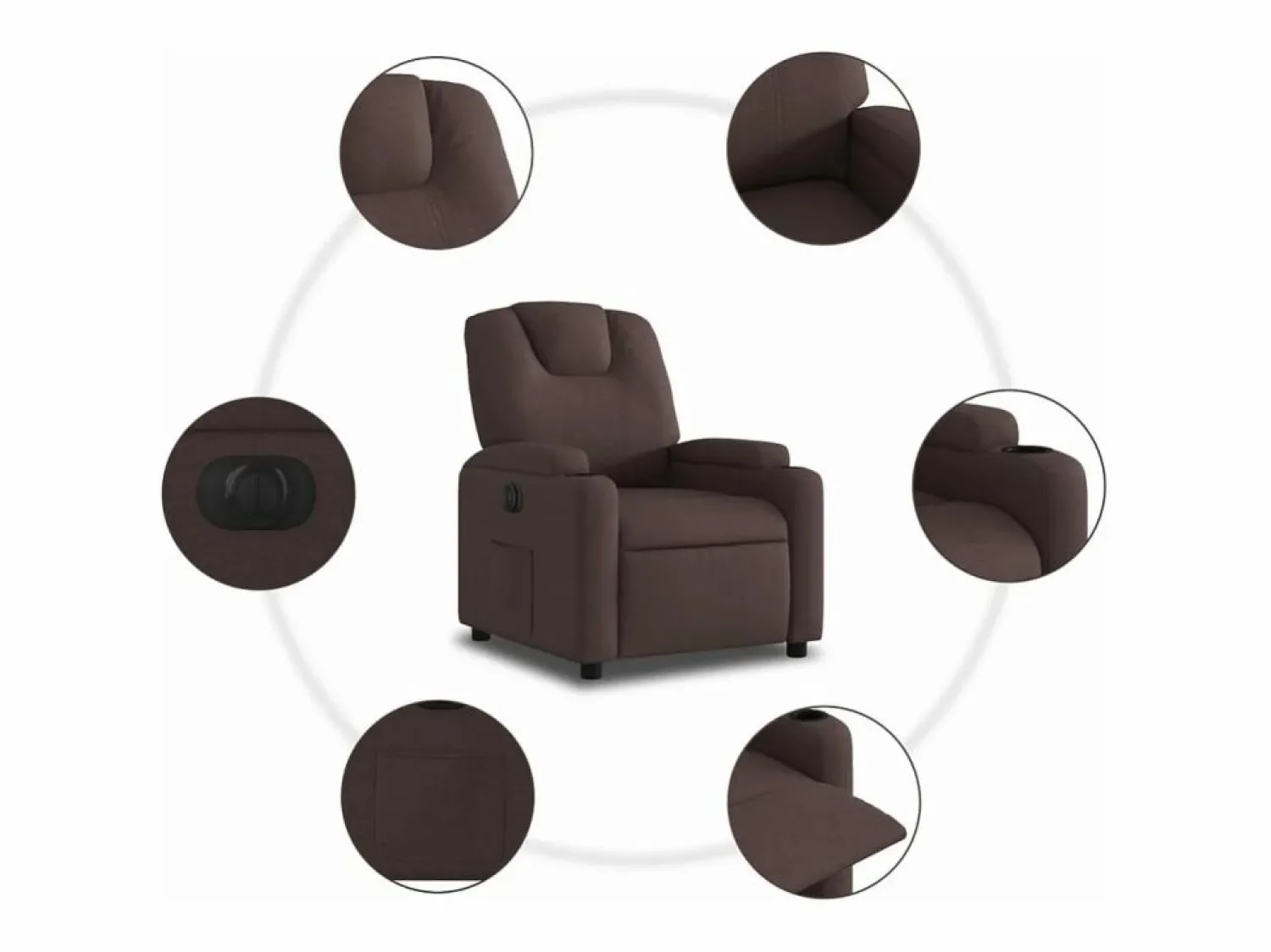 vidaxl Sillón reclinable eléctrico tela marrón oscuro