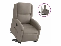 vidaxl Sillón reclinable elevable tela gris taupe