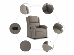 vidaxl Sillón reclinable elevable tela gris taupe
