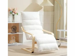 Sillón reclinable, funda suave de sherpa, poliéster, color , con reposapiés ajustable (67x93-114x105 cm)