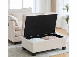 Clearance Sillón reclinable individual con otomana - Sillón lounge de chenilla con respaldo alto - Integración de bolsillos laterales Beige
