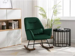 Discount Sillón reclinable tapizado en terciopelo con soporte lumbar, ideal para sala de estar y dormitorio infantil, color Sillón Balancín