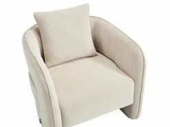 Vente-unique Sillón redondeado de tela jaspeada color LANITO Beige