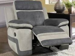Best Vente-unique Sillón relax de microfibra TALCA - Antracita y gris claro Gris antracita