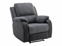 Vente-unique Sillón relax de microfibra y piel sintética gris y negro BRODY