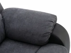 Vente-unique Sillón relax de microfibra y piel sintética gris y negro BRODY