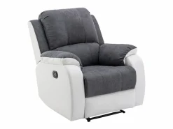 Online Sillón relax de microfibra y piel sintética gris y blanco BRODY Sillón Relax