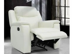 Sale Vente-unique Sillón relax de piel de becerro color blanco EVASION Marfil