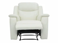 Sale Vente-unique Sillón relax de piel de becerro color blanco EVASION Marfil