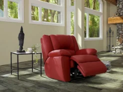 Vente-unique Sillón relax de piel de becerro en color AROMA