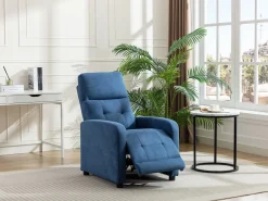 New Vente-unique Sillón relax de tela acolchada color JARAMILO Azul