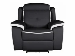 Clearance Vente-unique Sillón relax eléctrico de piel ANGELIQUE - No ir/blanco Negro / Blanco