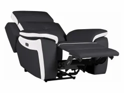 Clearance Vente-unique Sillón relax eléctrico de piel ANGELIQUE - No ir/blanco Negro / Blanco