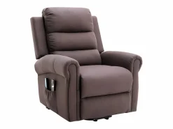 Discount Sillón relax eléctrico de tela marrón LOVARI Sillón De Masaje
