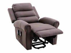 Discount Sillón relax eléctrico de tela marrón LOVARI Sillón De Masaje