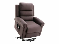 Discount Sillón relax eléctrico de tela marrón LOVARI Sillón De Masaje