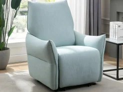 Vente-unique Sillón relax eléctrico de tela azul claro estilo contemporáneo MODOC