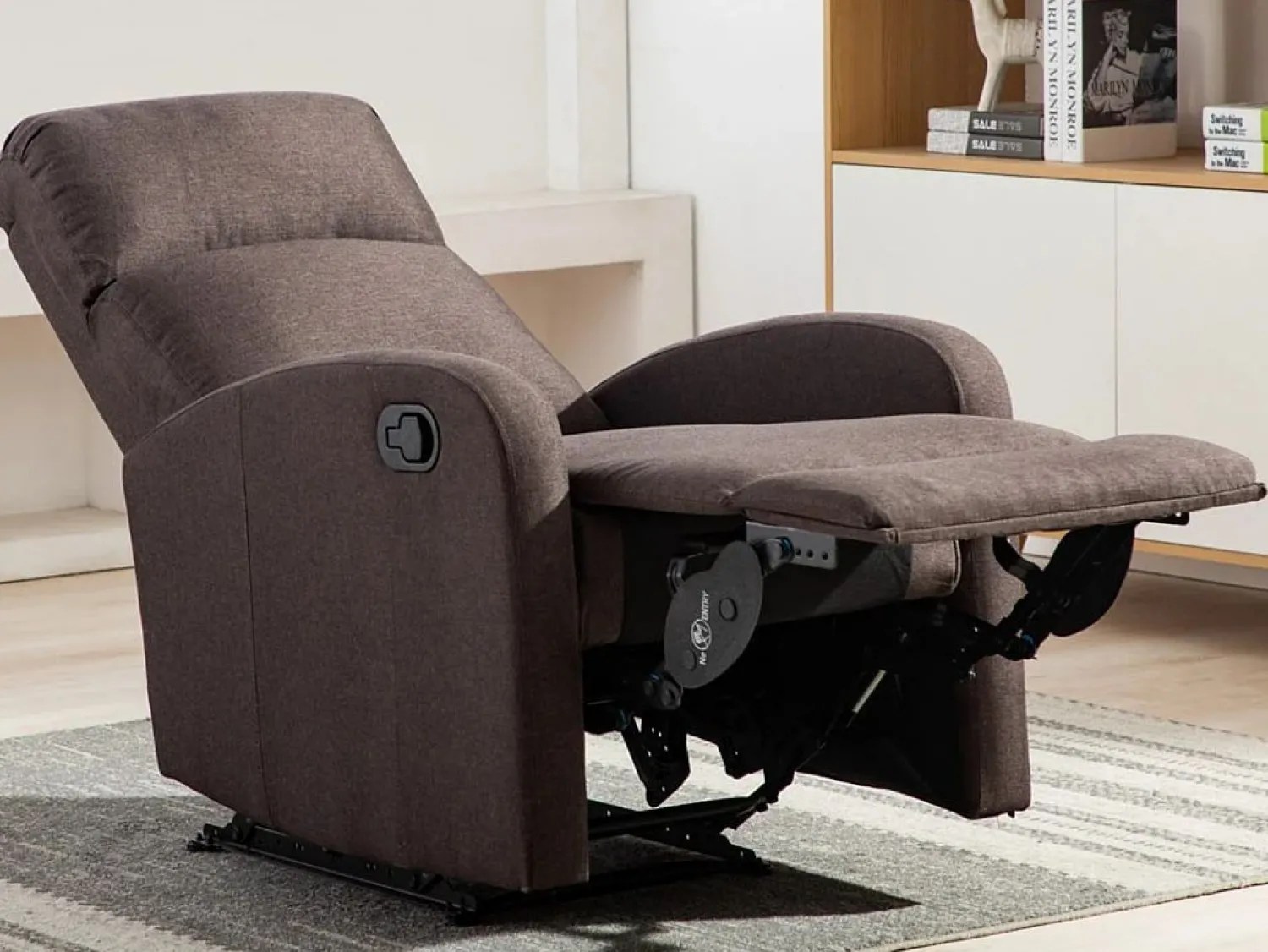 Best Sillón relax manual de tela color marrón ISAO Barato Sillón|Sillón Relax